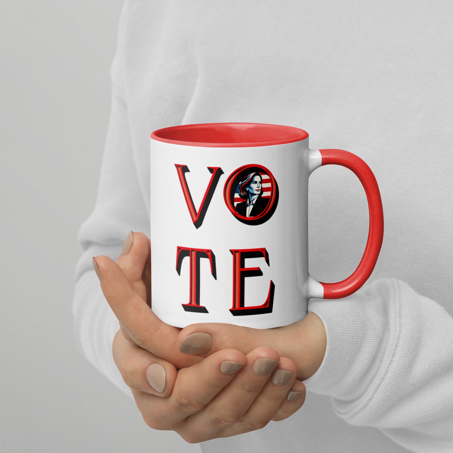 Vote Harris 2024 Ceramic Coffee Mug - 11oz & 15oz - Political Gift with Red Accents