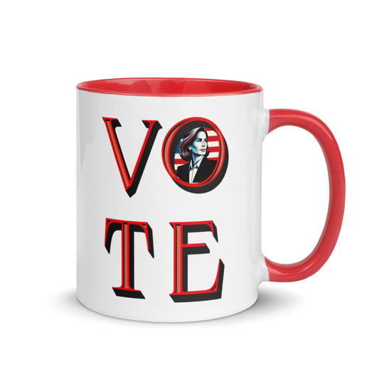 Vote Harris 2024 Ceramic Coffee Mug - 11oz & 15oz - Political Gift with Red Accents