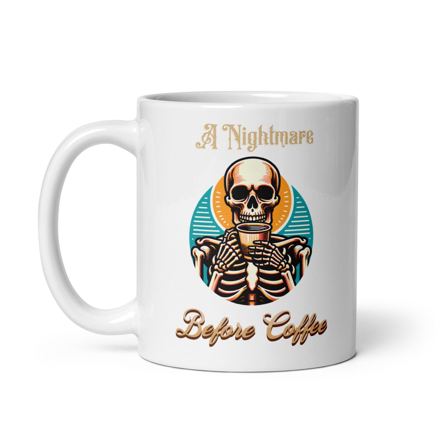 A Nightmare Before Coffee Skeleton Ceramic Coffee Mug, coffee lover, coffee lover gift, Skeleton Mug