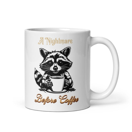 A Nightmare Before Coffee with Zombie Raccoon Graphic Coffee Mug, coffee lover, coffee gift