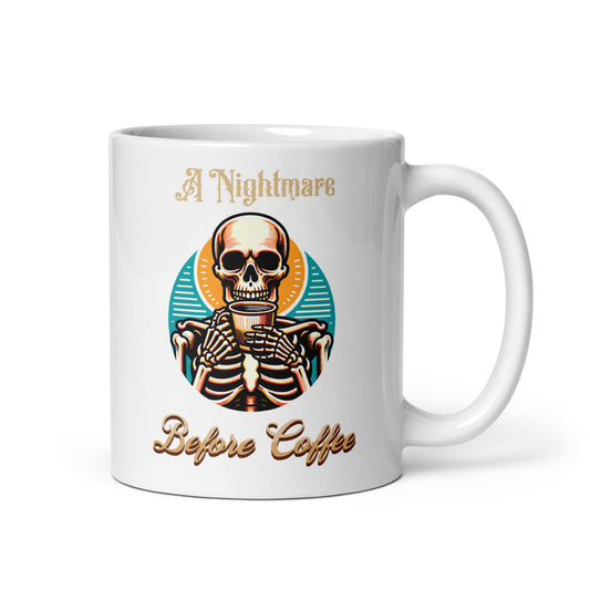 A Nightmare Before Coffee Skeleton Ceramic Coffee Mug, coffee lover, coffee lover gift, Skeleton Mug