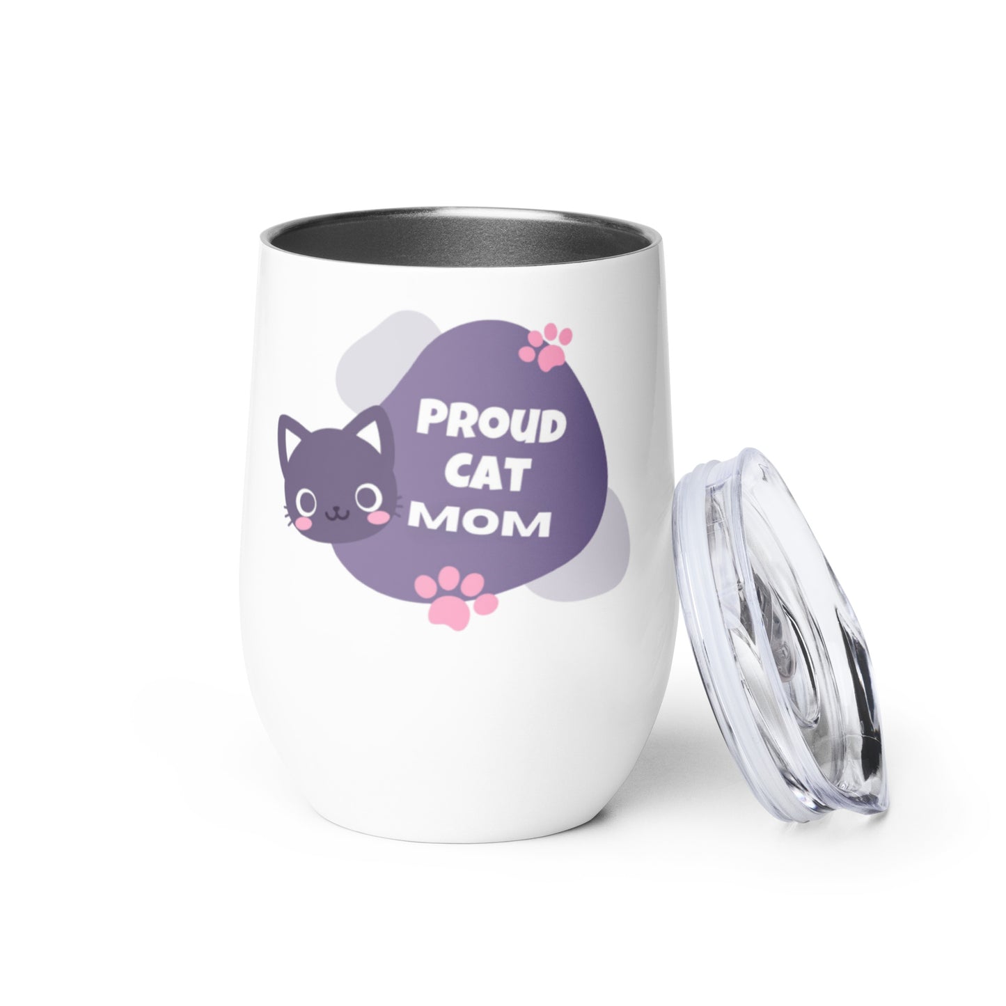 Proud Cat Mom Stainless Steel Premium Wine Tumbler - The Perfect Wine Lover's Gift