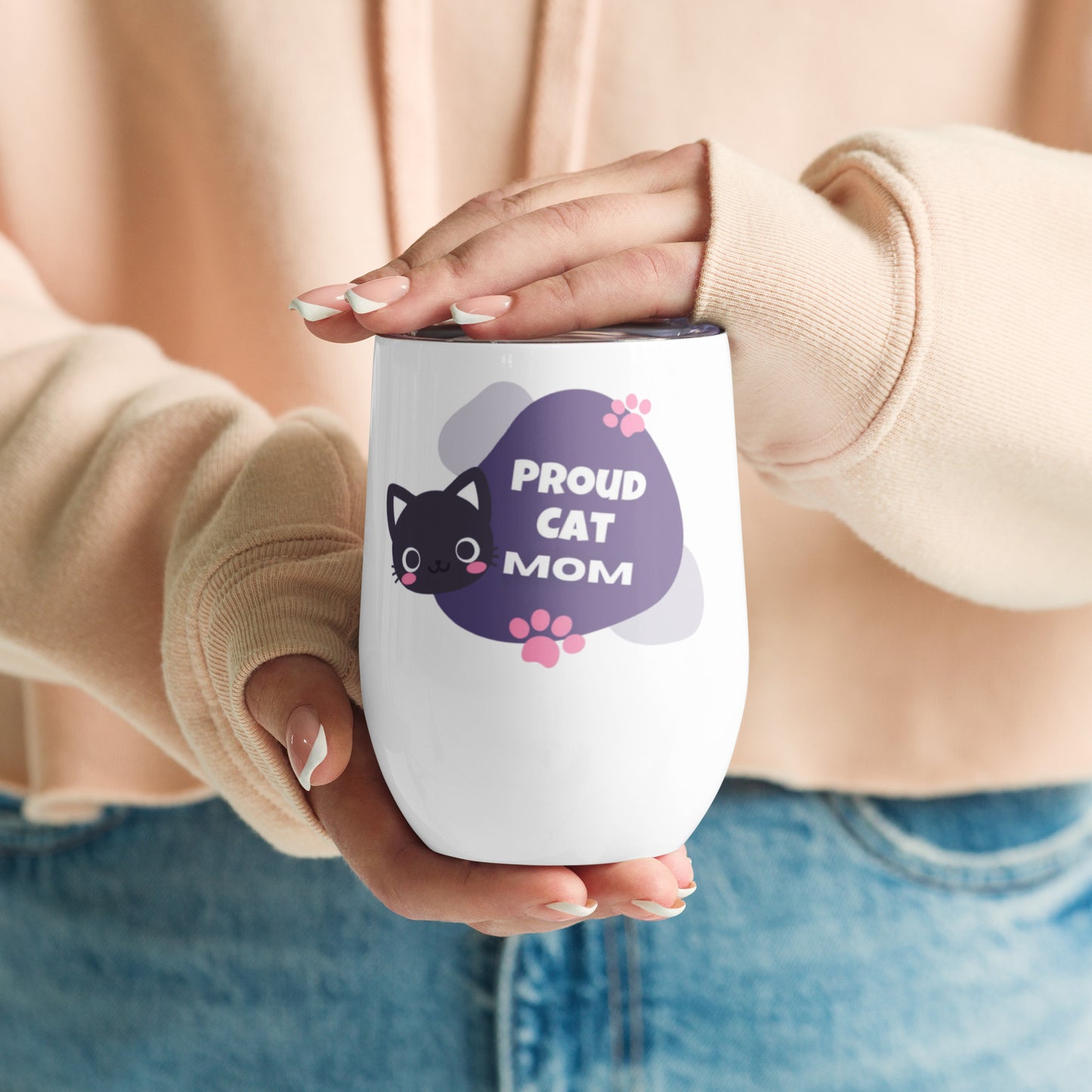 Proud Cat Mom Stainless Steel Premium Wine Tumbler - The Perfect Wine Lover's Gift